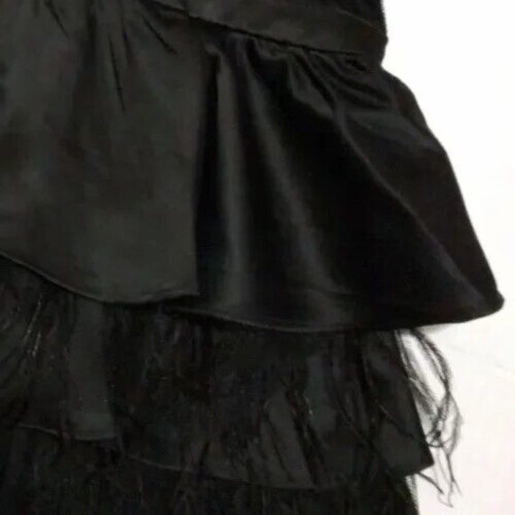 Mini Lace Black Feathers Taffeta Dress Size XXS B - Picture 7 of 8